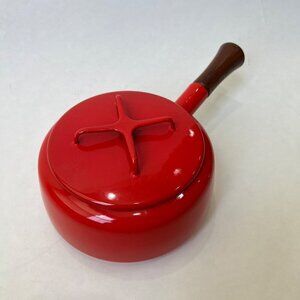Dansk Vintage mid century modern Red Sauce pan / Fondue pot